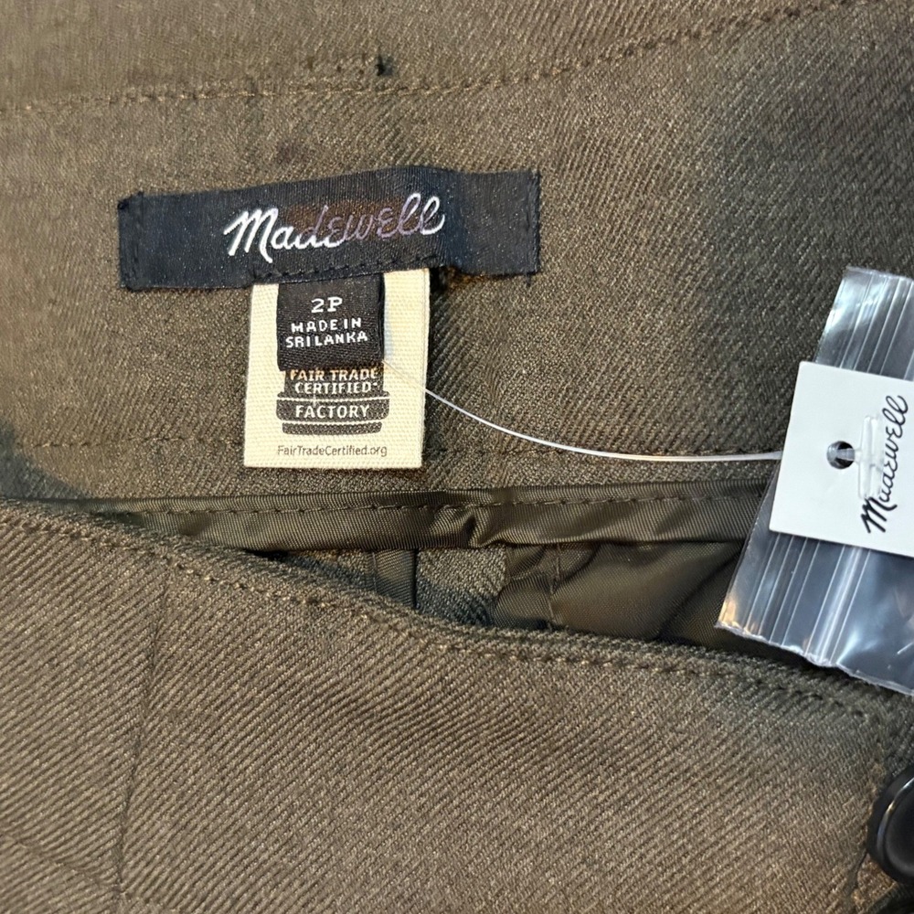 Madewell Womens Pants 2P Dark Olive Green Wide-Leg Trouser Pleated High Rise NWT - Picture 5 of 10